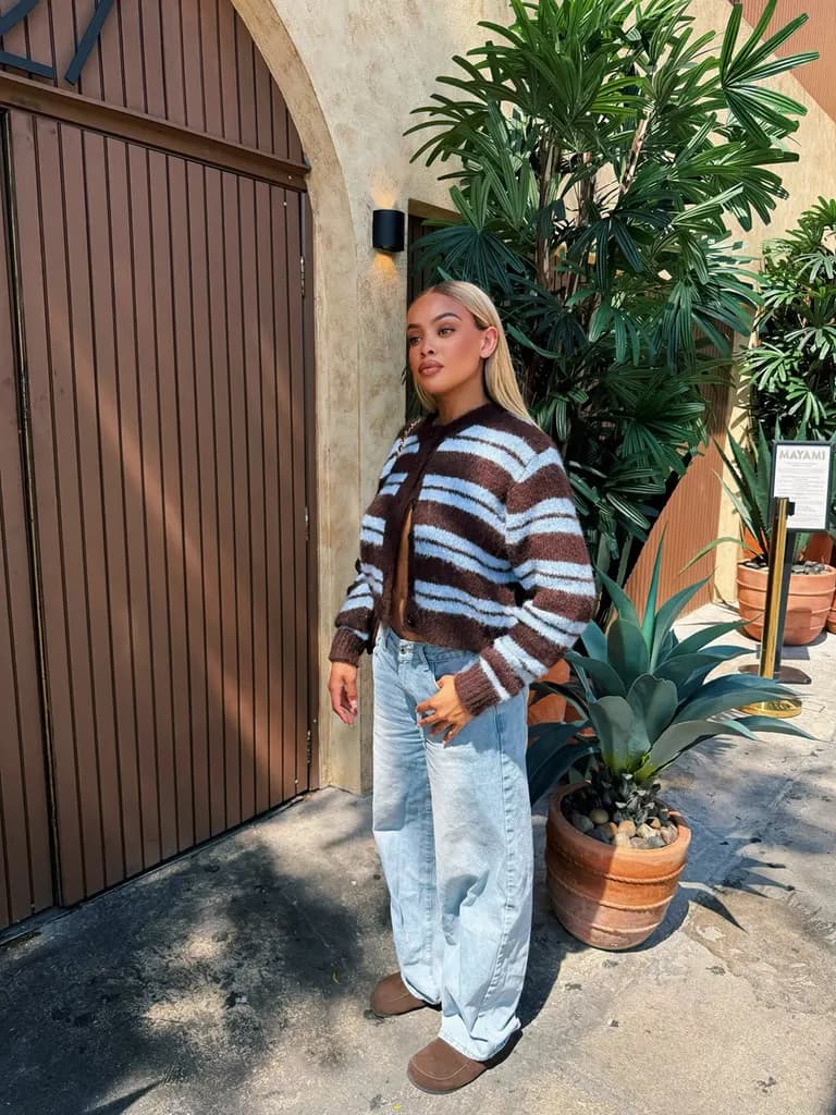 Lifestyle · Striped Cardigan Street Look, example 4 of 5