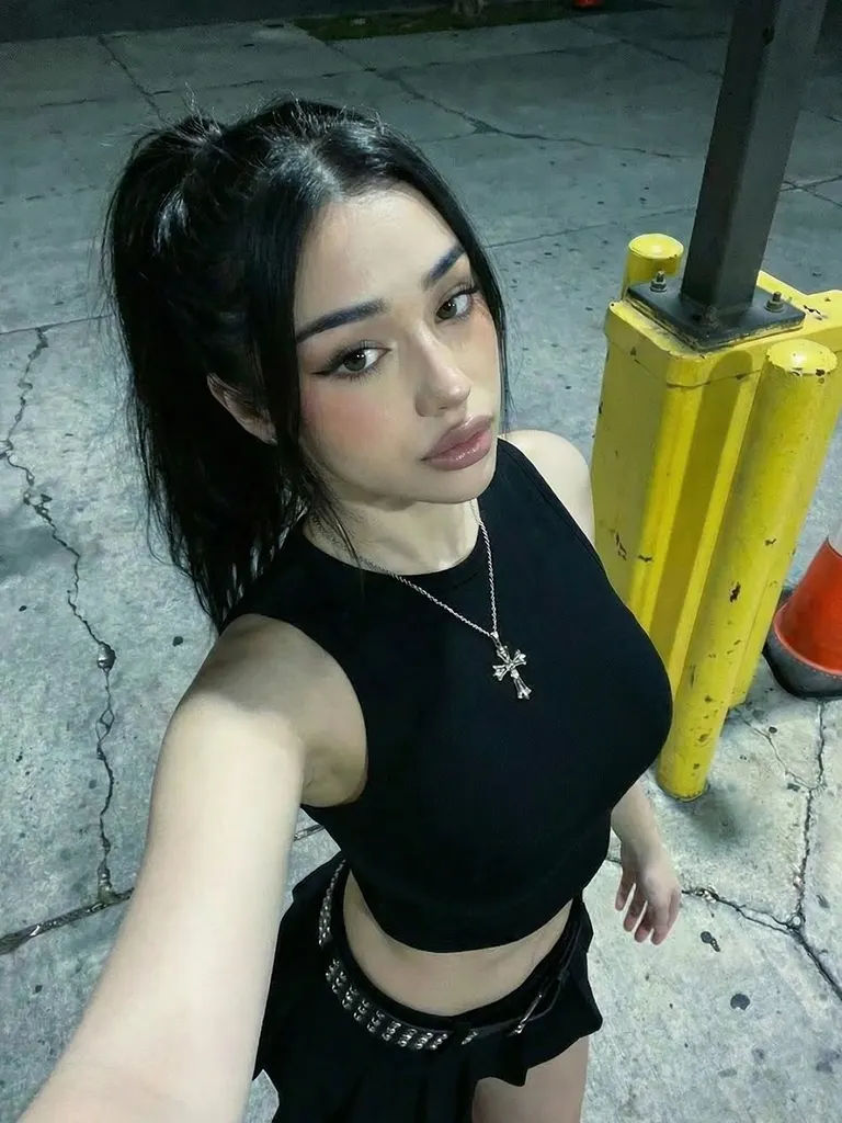 E-girl · Gas station night crouch, example 4 of 5