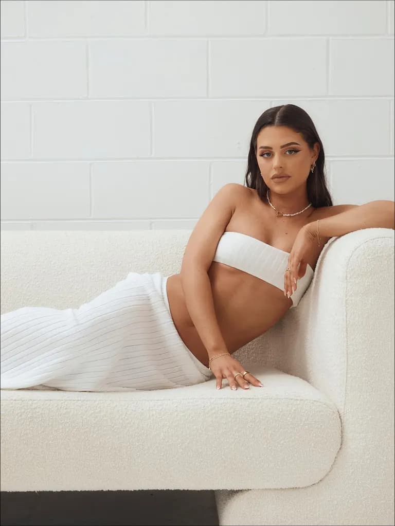 Studio shoot · White Knit Studio Recline, example 4 of 4