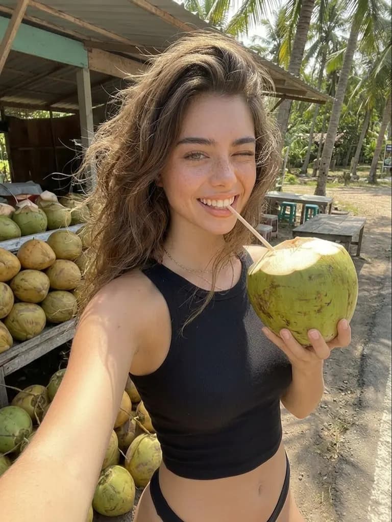 Travel · Tropical Coconut Selfie, example 2 of 4